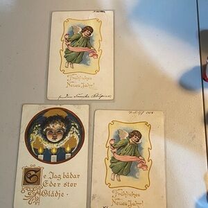 1904 German Post Cards Christmas w/ postage stamps